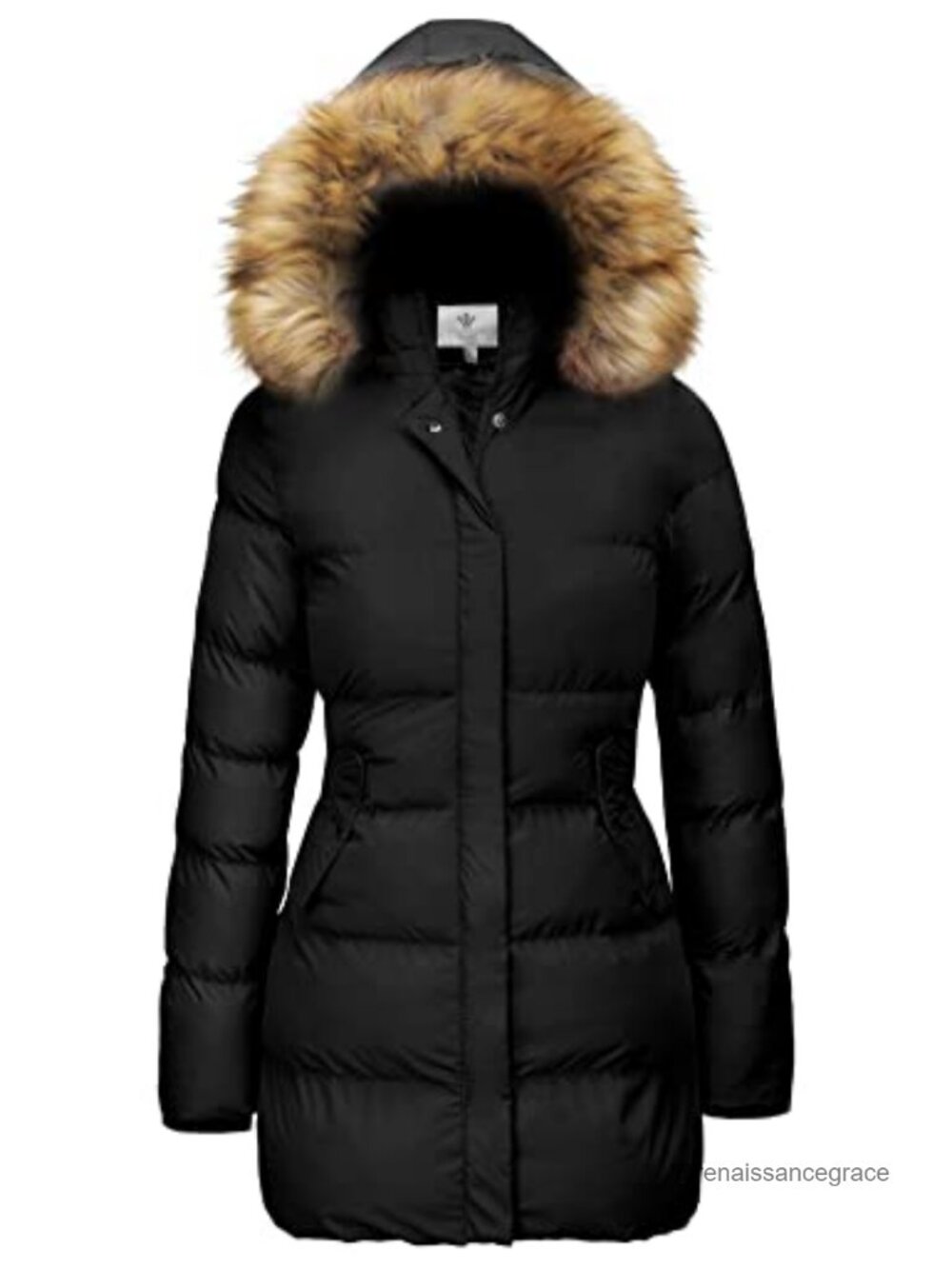 Women's Long Quilted Puffer Parka Faux Fur Hood Winter Coat